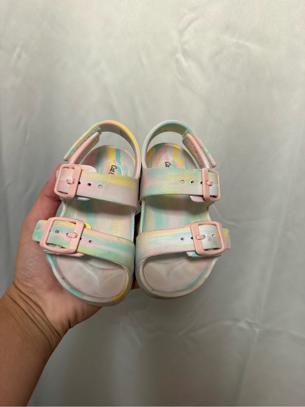Cat & Jack Pastel Tie-Dye Buckle Sandals - Pink, Mint, Yellow